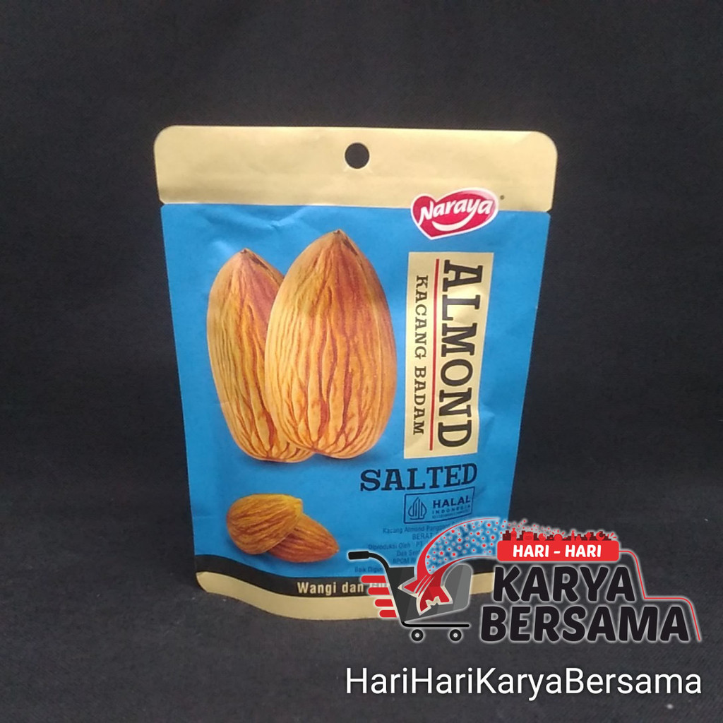 

MAKANAN RINGAN NARAYA KACANG BADAM ALMOND SALTED POUCH 150GR