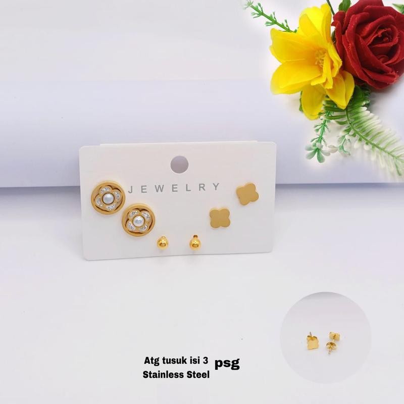 Anting Tusuk Wanita Set3 / Anting Wanita Titanium / Fashion Korea / Bisa Bayar Di Tempat