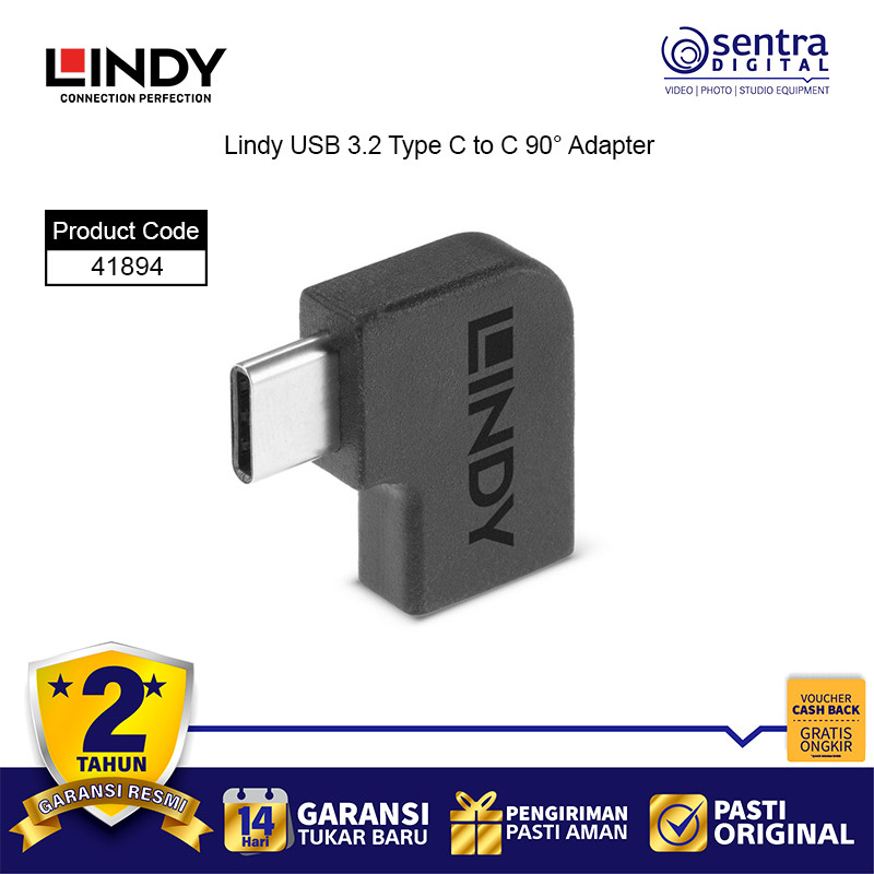 Lindy USB 3.2 Type C to C Adapter L Shape 90° Converter 41894