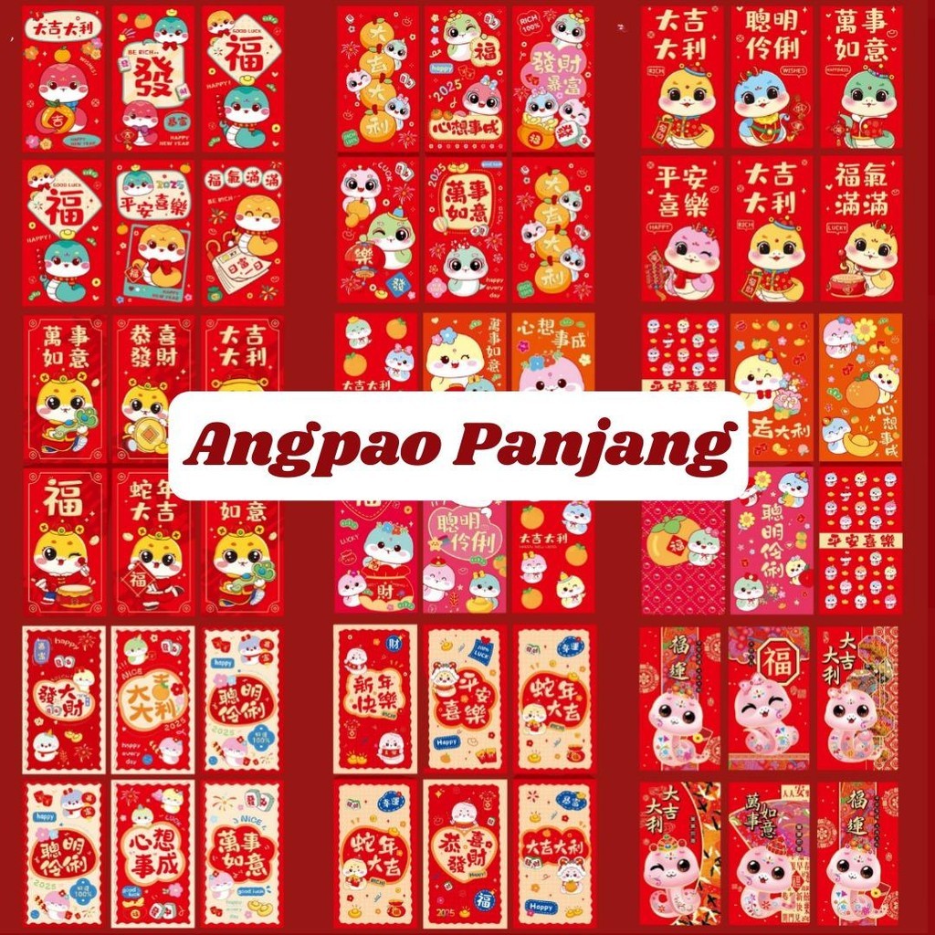 

Clover ANGPAO PANJANG IMLEK TAHUN HORSE ULAR SNAKE YEAR 2026 ISI 6 amplop siao kuda bergambar lucu unik