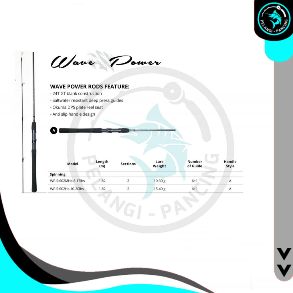 Joran pancing  Okuma Wave Power 17 Lbs & 20 Lbs untuk mancing di kolam - Pelangi Pancing