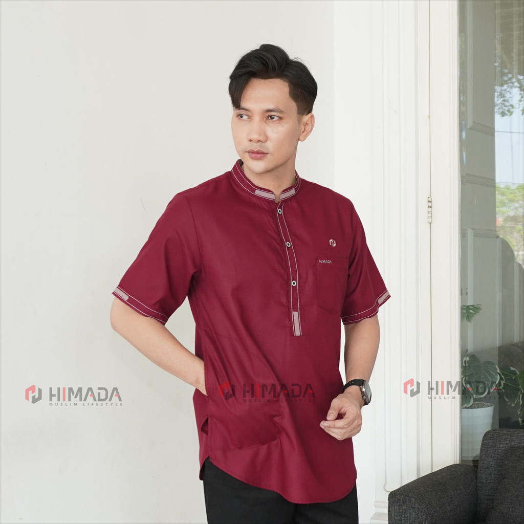 HIMADA LOOK Koko Zafar Pendek Dewasa Kurta Baju Muslim Pria Dewasa Polos Lengan Pendek Koko Sunnah