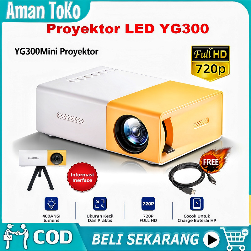 HDMI Mini Proyektor LED YG300 LCD Portable Projector Home/Proyektor hp mini