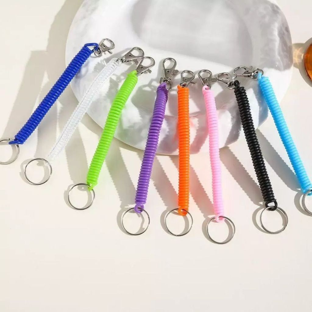 WM Gantungan Spiral Besar Anti Hilang Gantungan Kunci Mobil Karabiner Tali Pegas Kuat / Tali Gantung