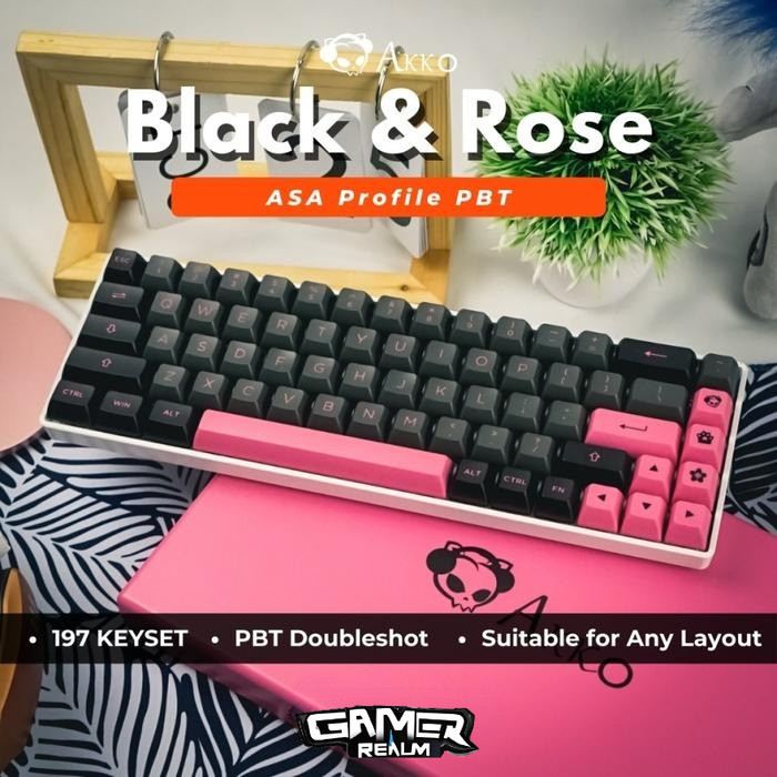 Akko Black & Rose ASA Profile 197 PBT Doubleshot Keycaps Set