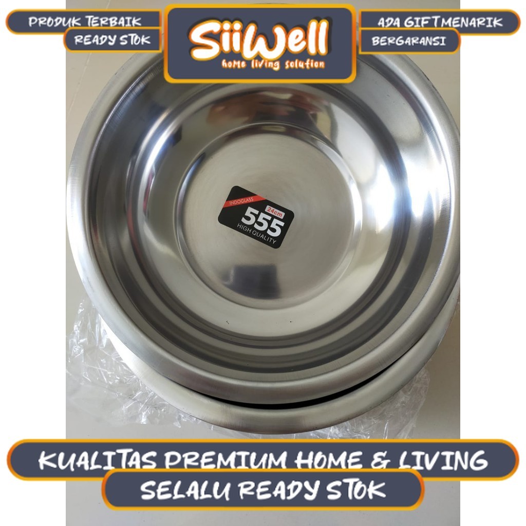 6 pcs baskom isi 6 pcs ukuran 24cm/ panci/waskom stainless merk 555 【 SII WELL 】