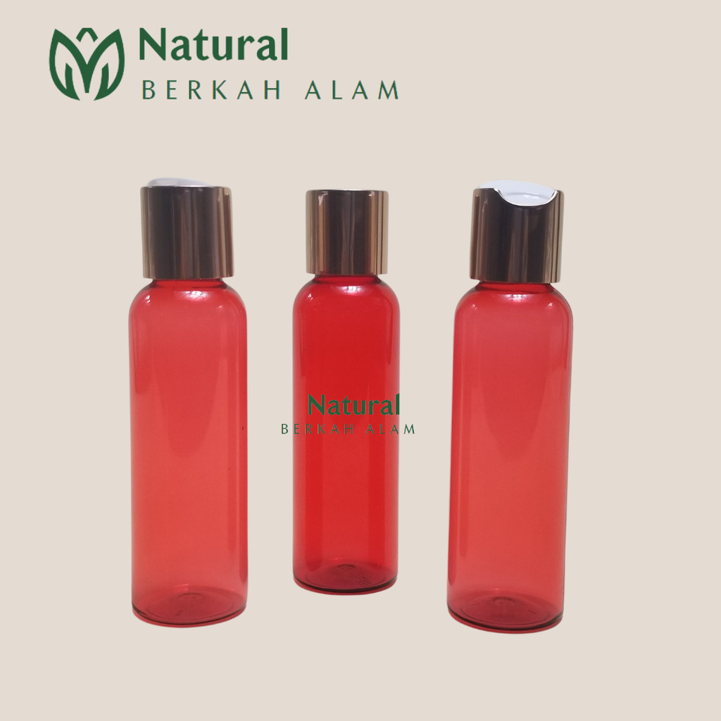 Botol 100 Ml BR Merah Transparan Tutup Presstop / Botol Plastik / Botol / Botol Toner / Botol Presst
