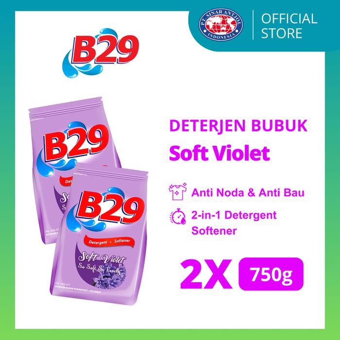 B29 Deterjen Plus Softener Violet 2Pcs Sabun Bubuk Powder Cuci Pakaian