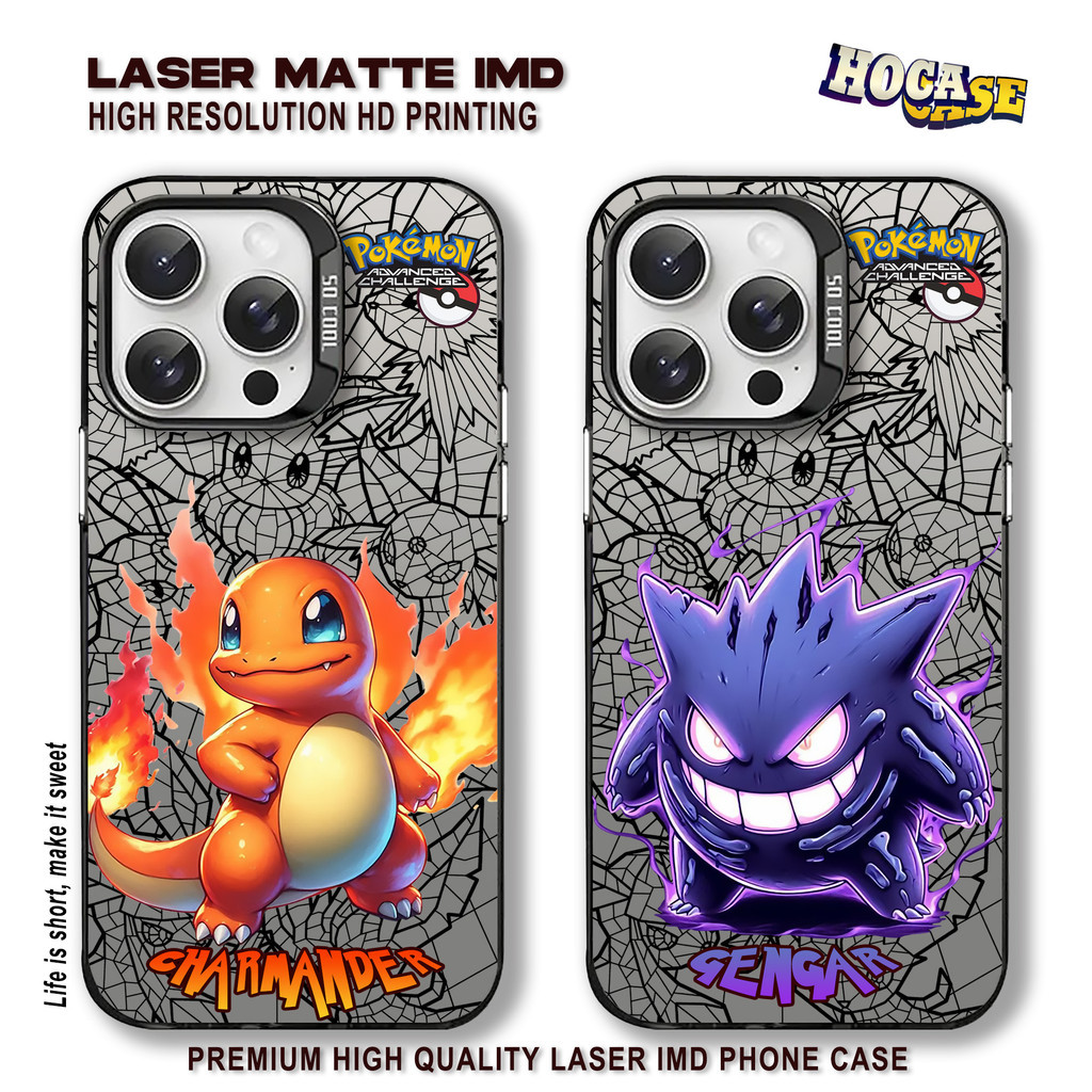 Case Pokemon Komik HC618 IMD Redmi Note 14 13 12 11 10 9 9A 9C 10A 10C Premium Matte Black Casing HP
