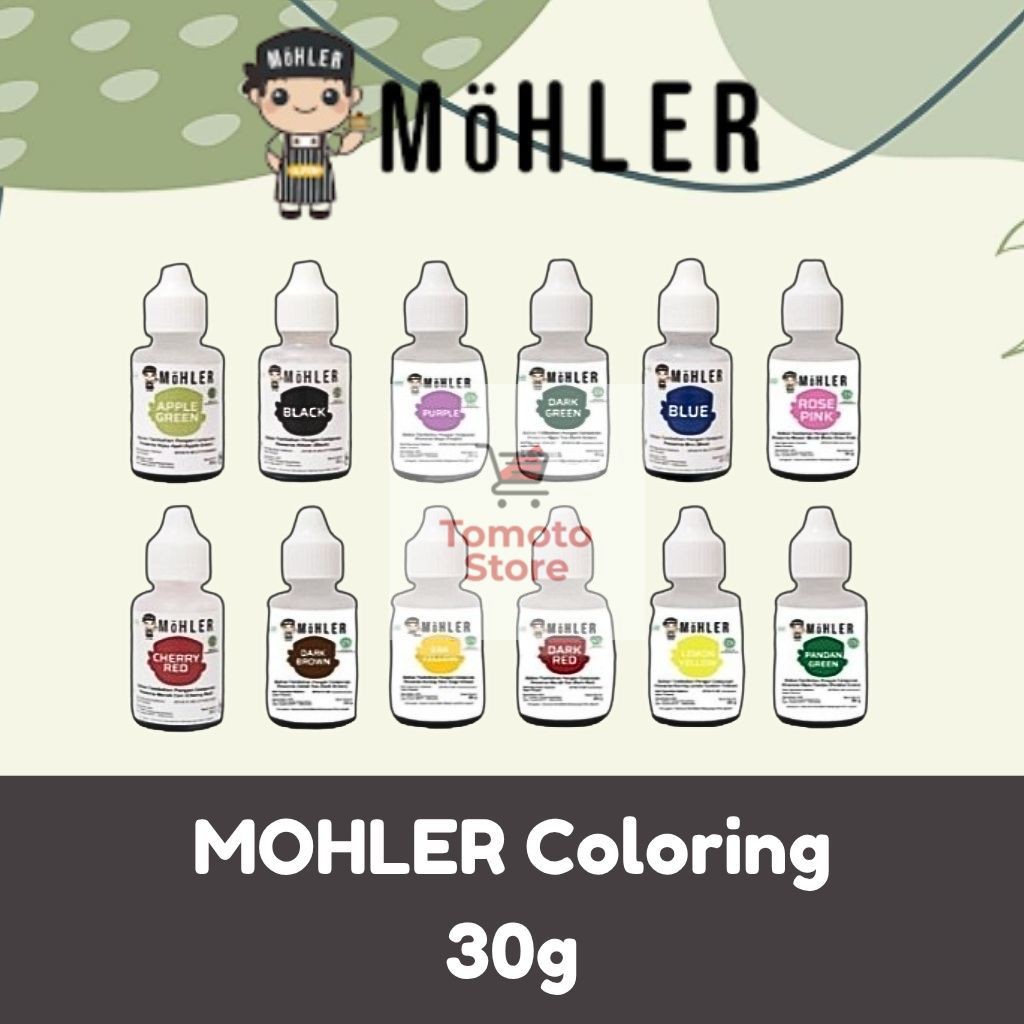 

✨ TOMOTOSTORE ✨ MOHLER Food Coloring Egg Yellow | Dark Red | Black | Rose Pink | Cherry Red | Apple Green | Dark Brown | Pandan Green | Purple | Lemon Yellow | Brown | Orange | Dark Green | Blue
