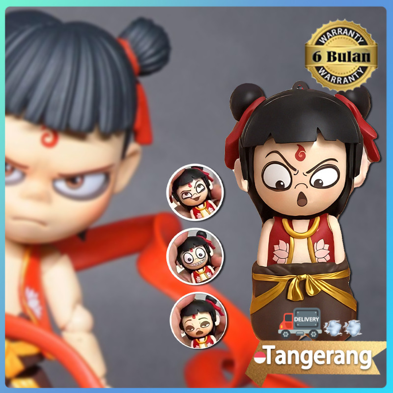Nezha Menekan Kepala Nezha Paket Emoji Nezha yang Mengubah Wajah Empat Emoticon Acak Keychain