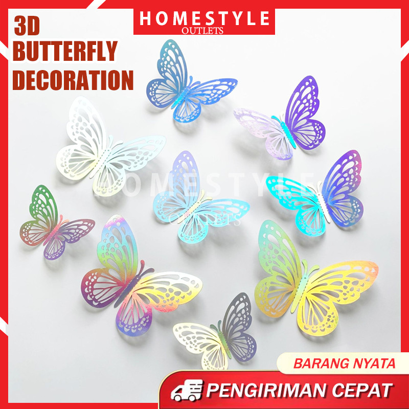 

12pcs Dekorasi Kupu-Kupu Berongga 3D Dekorasi Dinding Stiker Kupu-Kupu Logam Ruang Tamu Untuk Dekorasi Pesta Pernikahan