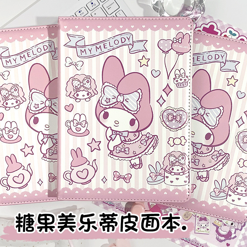 

Sanrio New A5 Candy Melody Cover Leather Student Notebook Pink Cartoon Cute Diary Notebook Hand Account Book Notepad