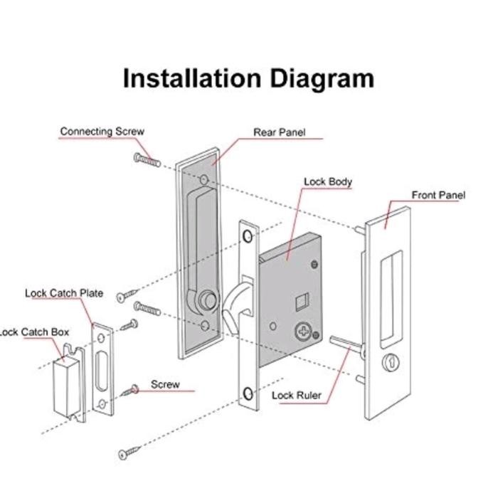 

Handle kunci pintu sliding geser set door lock latch tertanam pintu - SilverSale