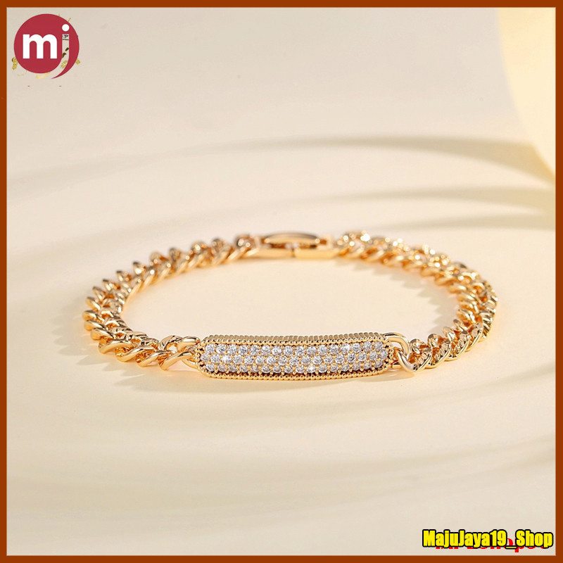 Gelang emas asli 24k lapis emas mudah kadar 17,7 anti karat ada surat toko dapat dompet