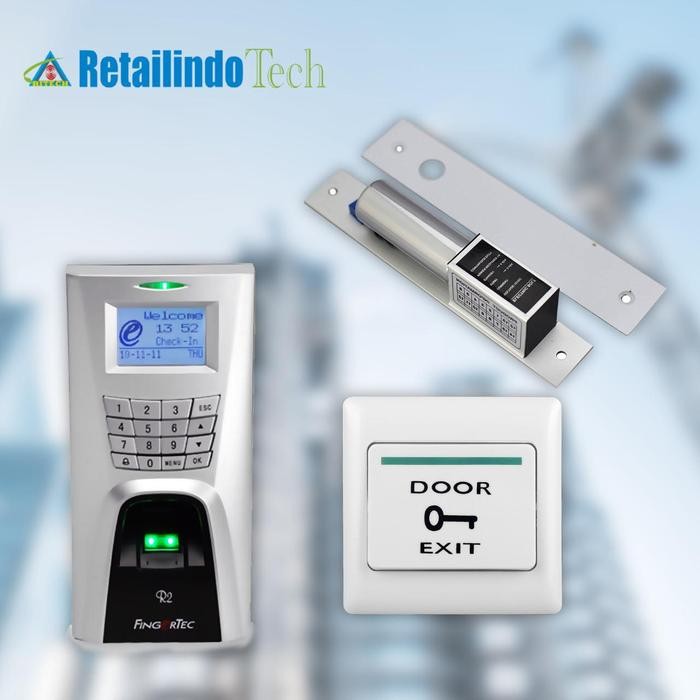 

Access Door FingerTec R2 with Em-Lock 300 lbs , button exif Key