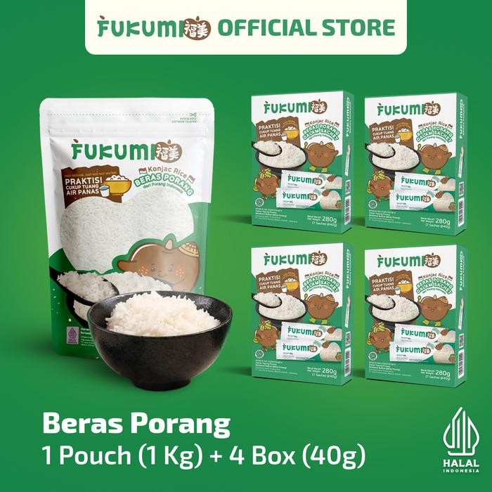 

FUKUMI Beras Porang Bundle 1 Pouch & 4 Box Sachet - Konjac Rice Shirataki