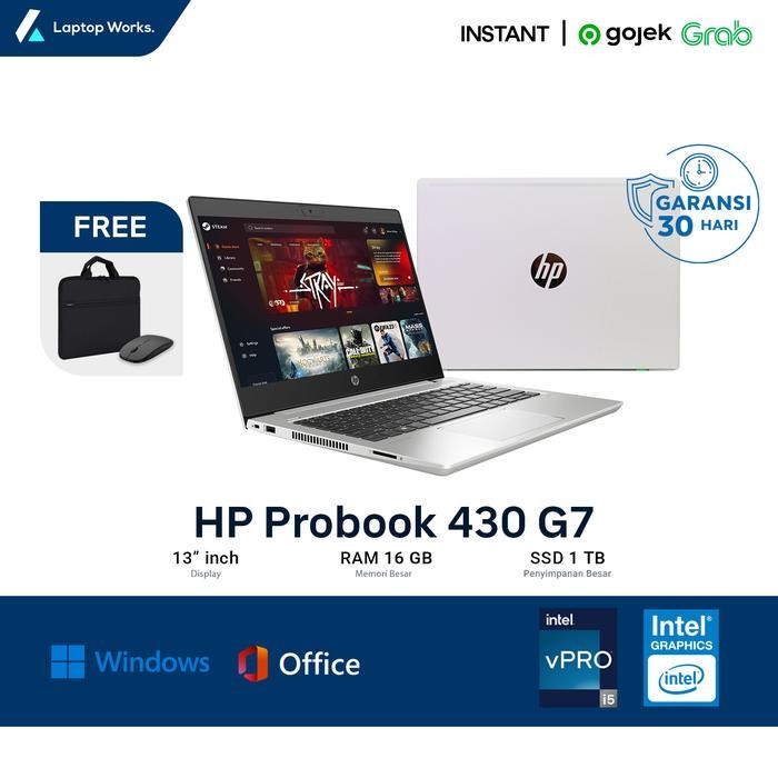 Laptop HP Probook 430 G7 Core I5 Gen 10 Ram 16GB Ssd 512GB NVME MuraH Bergaransi