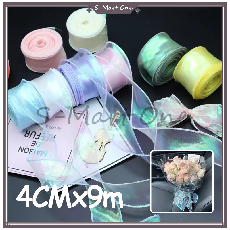 

SM (1ROLL) PITA Ribbon / Korea / Fishtail Wave Gelombang / Pita Organza / Hologram Ribbon Glossy