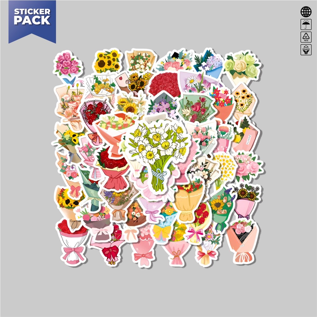 

[100PCS]Stiker Pack Stiker Bucket Bunga Aesthetic Vinyl Anti Air Dekorasi Sticker Laptop Buku Journal Koper Helm Casing HP Gitar Helm Skateboard