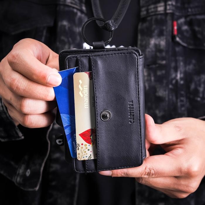 

Ready Cartiera Odet Lanyard ID Card Name Tag Kalung Pria Wanita Kulit Praktis Premium - BLACK