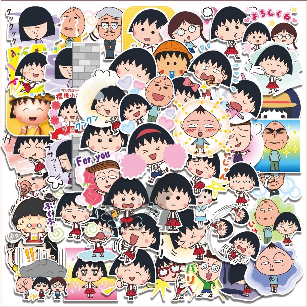 

COD 50 Pcs Stiker Chibi Maruko Chan Lucu Anti Air Untuk Dekorasi Notebook Sepeda Skateboard Handphone DIY