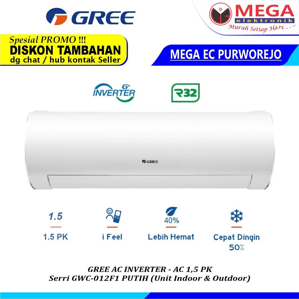 GREE AC INVERTER 1,5 PK GWC-12F1 INDOOR OUTDOOR