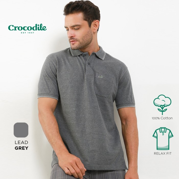 SALE -Crocodile CRCOLE 4 - Kaos Polo Pria Original - Katun - Smoke, L