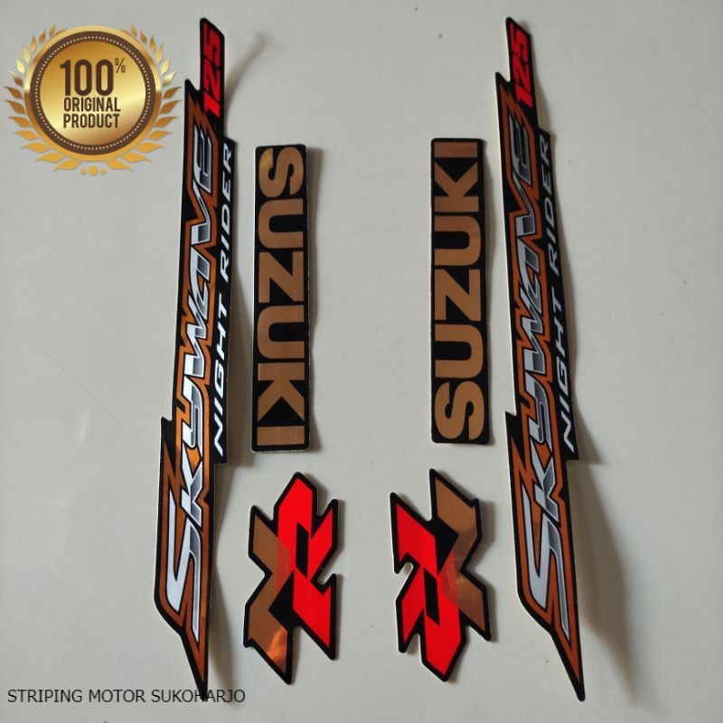 (ORI) Striping Suzuki skywave 2008 Nr 125 hitam gold   kualitas original pabrik