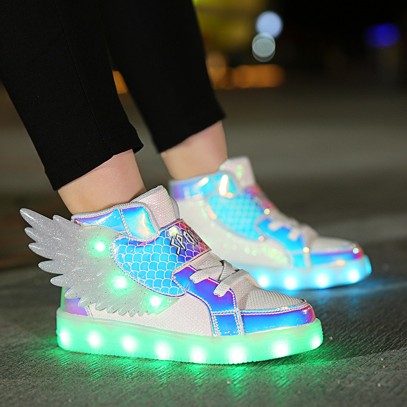 Luminous Kids Shoes Fashion Street Hip-hop Girls Boys Flashing Sneakers USB Rechargeable Skateboardi