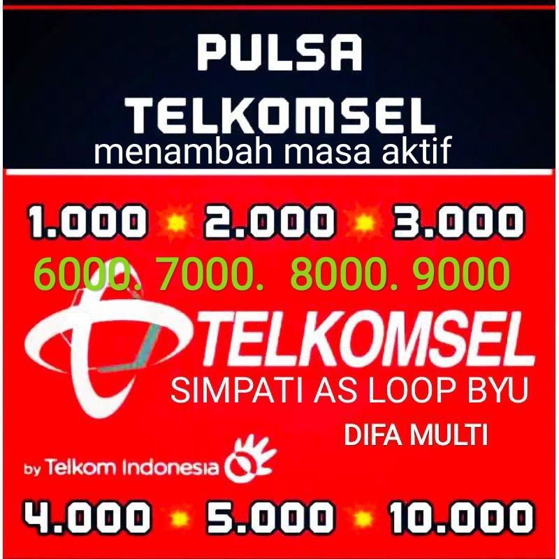 PULSA TELKOMSEL REGULER 1rb s/d 11rb