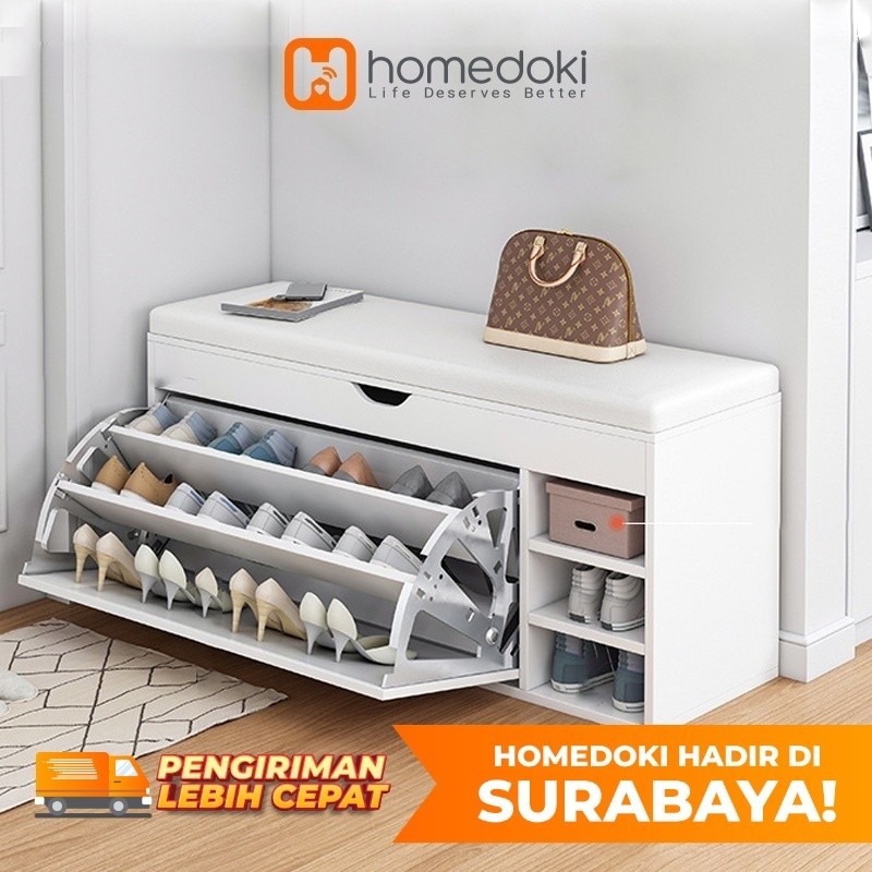 Homedoki Lemari Kayu Minimalis/Organizer Sepatu/ Rak Sepatu / Lemari Sepatu Kayu / Rak Sepatu Murah