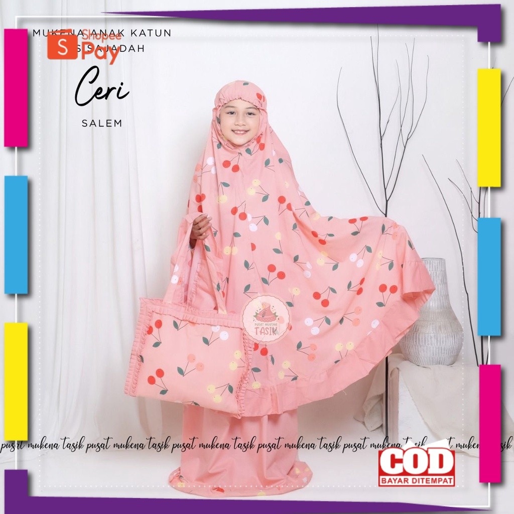 [PREMIUM ORIGINAL] PUSAT MUKENA TASIK - MUKENA ANAK KATUN TAS SAJADAH MOTIF CERI & UNICORN