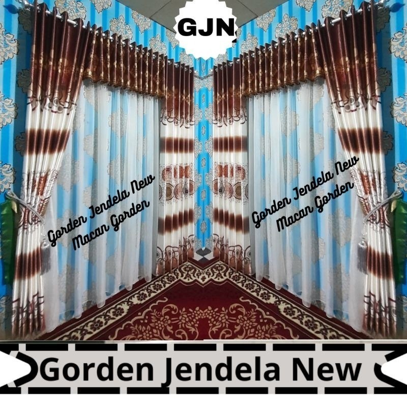 Gorden 1 Paket ( 2 Gorden +1 Poni ) Blackout Motif Ambyar Gorden tebal Gorden 1 Set Gorden Minimalis