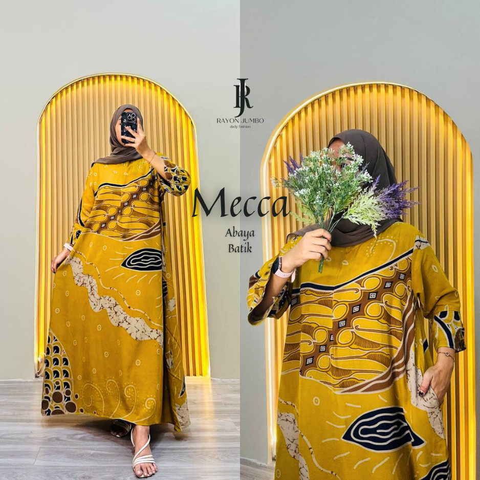 Abaya Mecca Jumbo LD 130 Rayon Premium Resleting Depan - Abaya Mewah Elegan Kondangan Pengajian