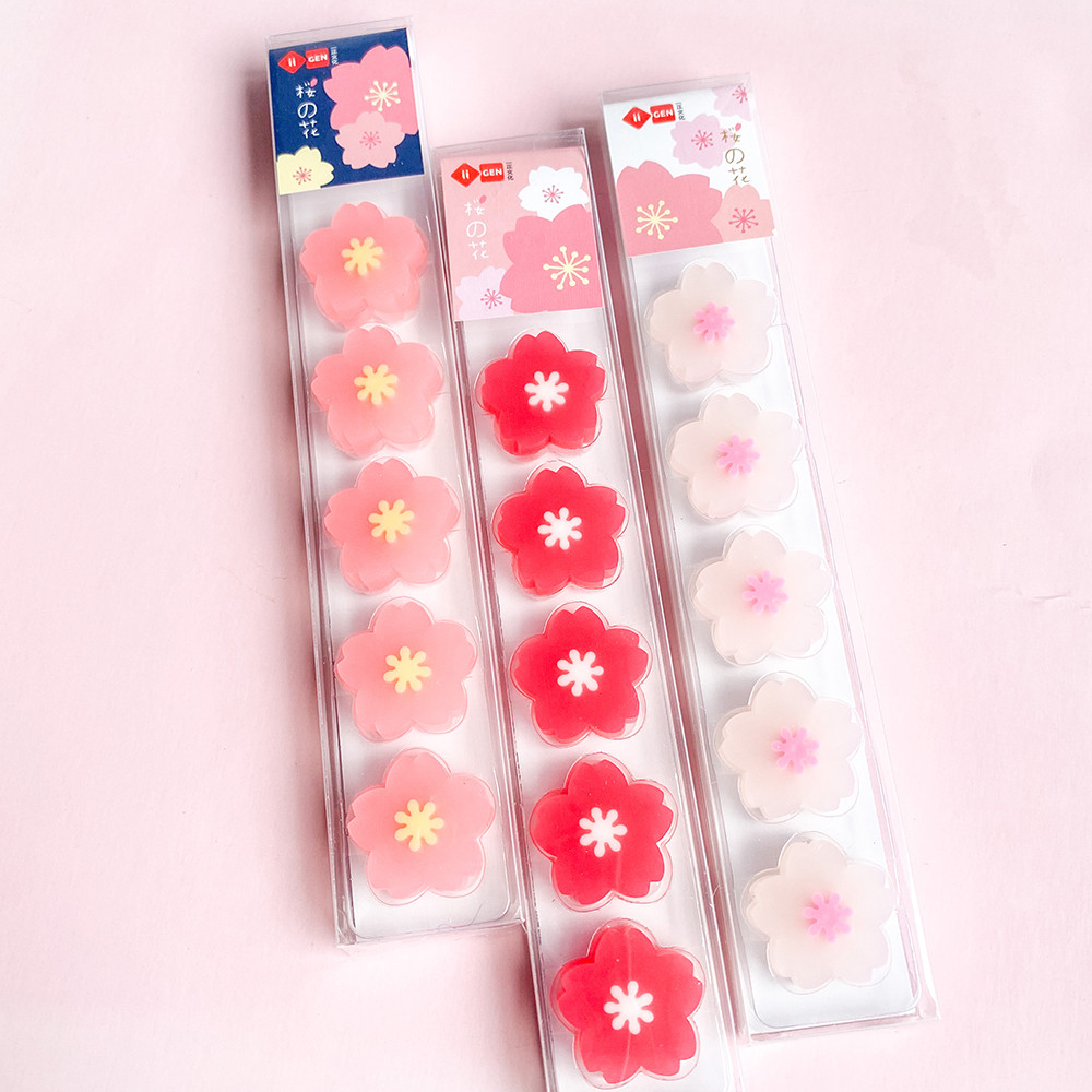 

5 PCs Novelty Cute Sakura Eraser Flower Peach Fruit Eraser Aesthetic Stationery School Supplies Kawaii Stationary Kids Eraser
