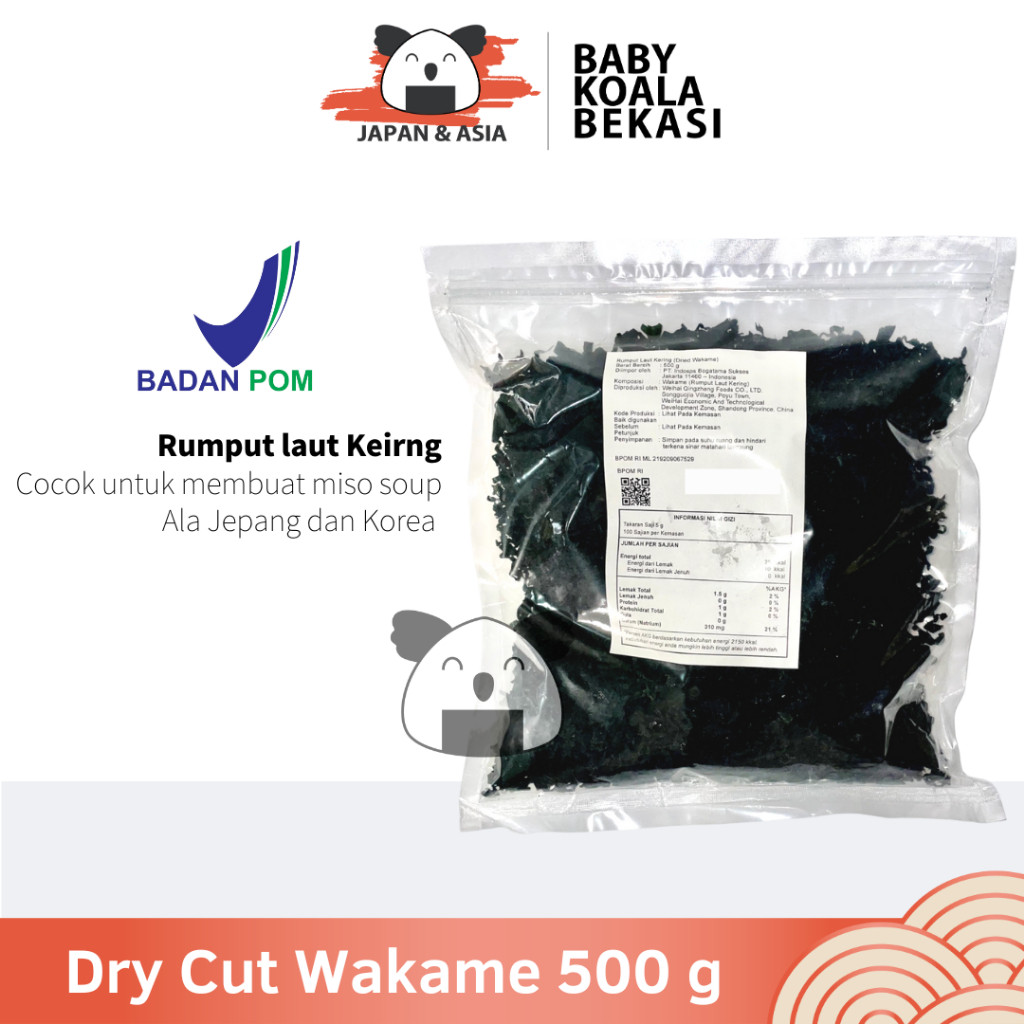 

DRY WAKAME Rumput Laut Kering 500 g │ Dried Cut Wakame Import for Miso Sup Ramen Udon – BKB