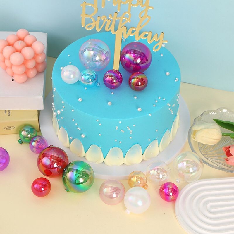 TOPPER BOLA BENING TRANSPARENT / 12 PCS BOLA BALON BENING TRANSPARANT / TOPPER CAKE BUBBLE DREAMY