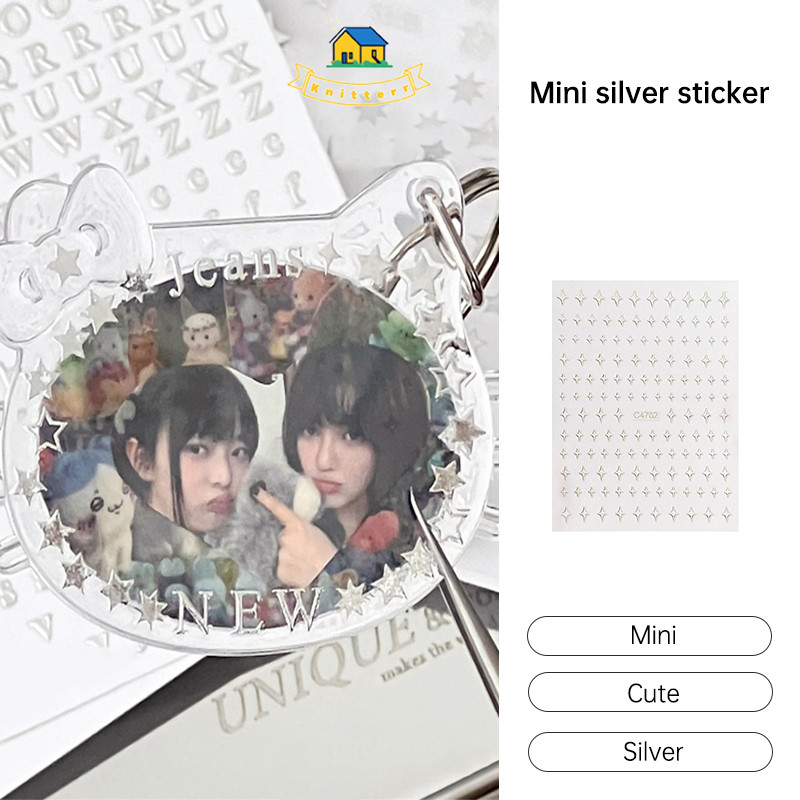 

Gantungan Kunci DIY Stiker Gaya Ins Mini Perak Stiker Dekoratif Bahan Scrapbook Stiker Knitterr
