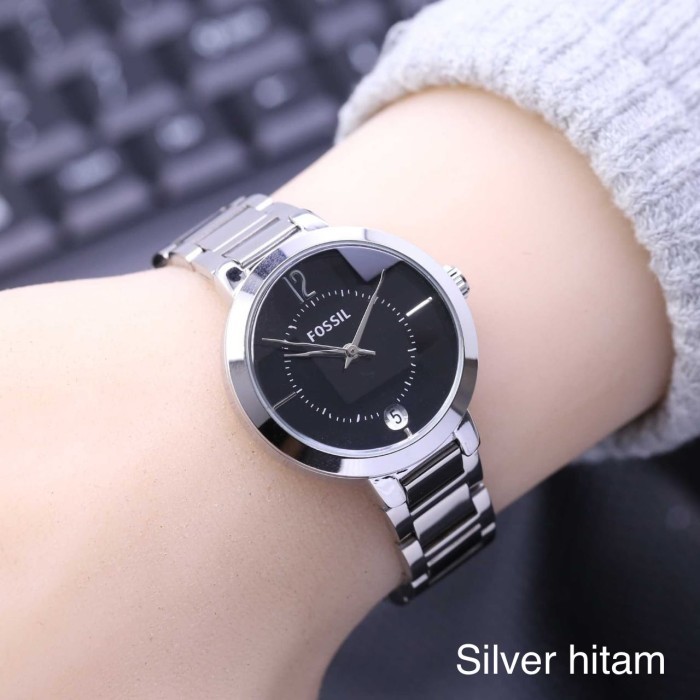 TERBARU Jam tangan wanita fossil bling bling - Silver hitam