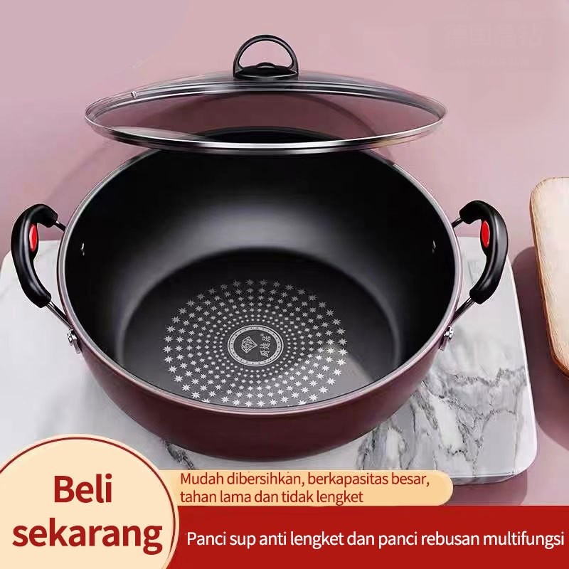 HY76T Panci Sop Pot Wajan Anti Lengketlapisan  Lengket Batu Medis Panci Anti Lengket Batu Medis + Tu