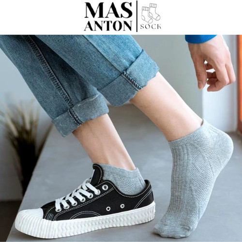 KAOS KAKI GARIS FASHION WANITA PRIA KAOS KAKI PENDEK POLOS GARIS