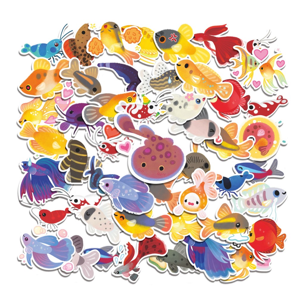 

COD 50 Pcs Stiker Happy Tropical Fish Lucu Anti Air Untuk Dekorasi Notebook Sepeda Skateboard Handphone