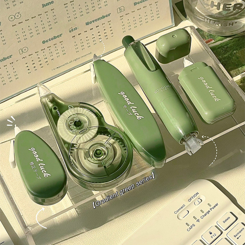 

5-piece Set INS Japanese Matcha Simple Correction Tape Large Capacity Silence Smooth Student Stationery Kawaii School Supplies