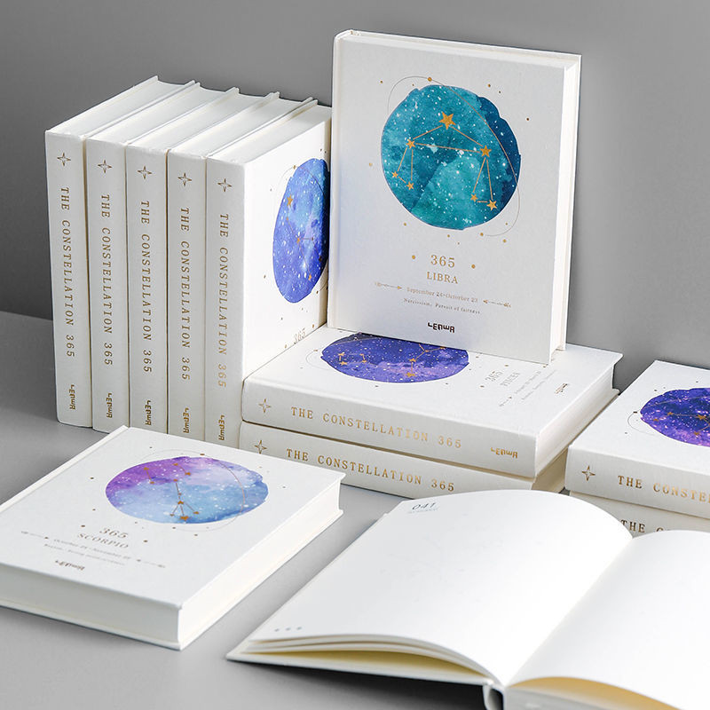 

365 Pages Hardcover Thickened Notebook Twelve Constellations Bronzing NOTEbook Daily Planner