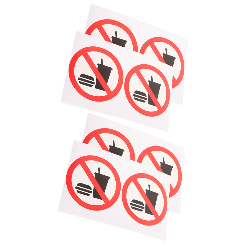 

4 Pcs No Eating or Drinking Stickers Signs Warning Labels Restaurant Office Beverages