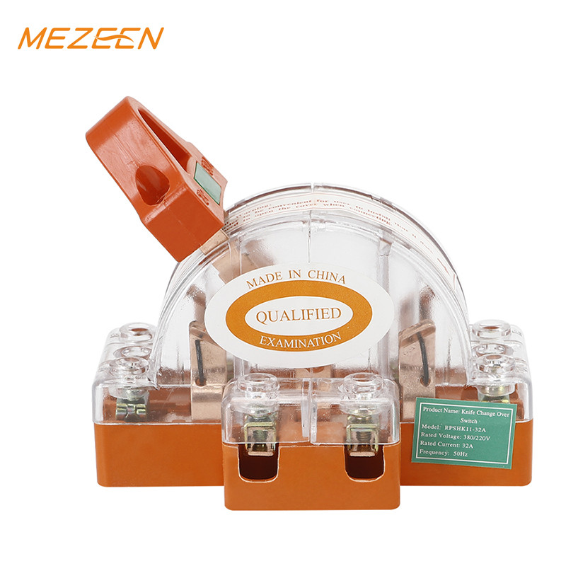 

Classical Model 2 Pole 32 Amps Transparent Cover Copper Quality Manual Changeover Knife Switch With Lamp