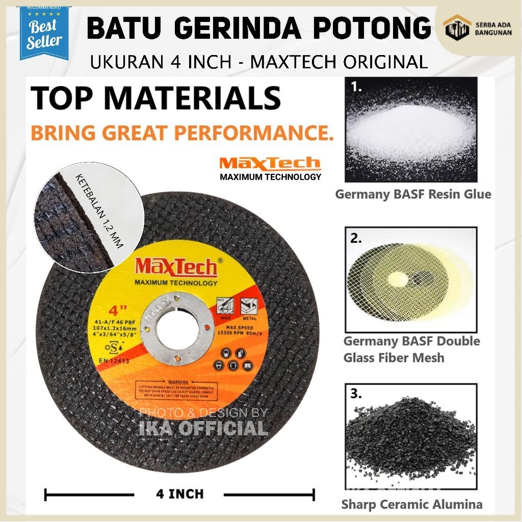 Batu gurinda gerinda Maxtech Mata gurinda gerinda Maxtech 4in potong besi TERBAIK /BATU GURINDA GERI