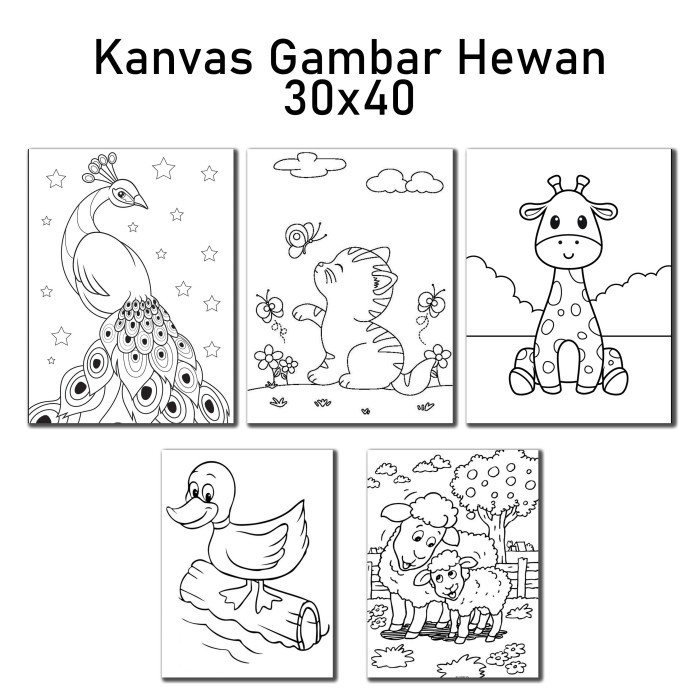 

Kanvas Gambar Anak Sketsa Lukis Hewan 30x40 cm