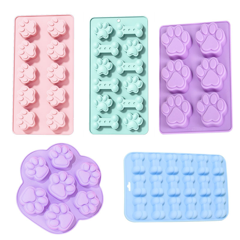 

Silicone Puppy Dog Paw Bone Molds Elegant Chocolate Cookie Mold for Baking Non-Stick Dog Treat Molds Suitable for Microwave Oven